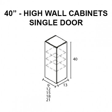 W0940 - 40" High Cabinets Single Door Wall Boxes