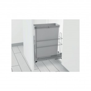 Single waste container with soft closing slide